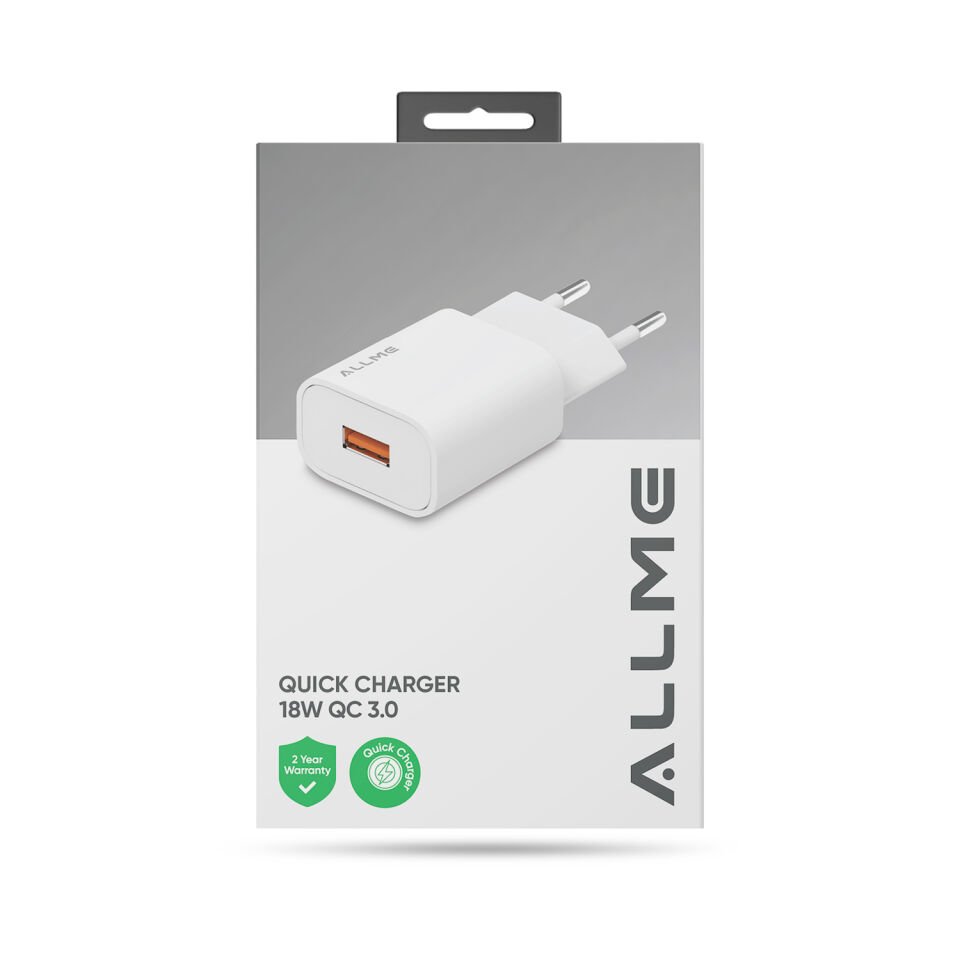 Allme SS18AB 18W QC Hızlı Şarj Adaptörü Beyaz