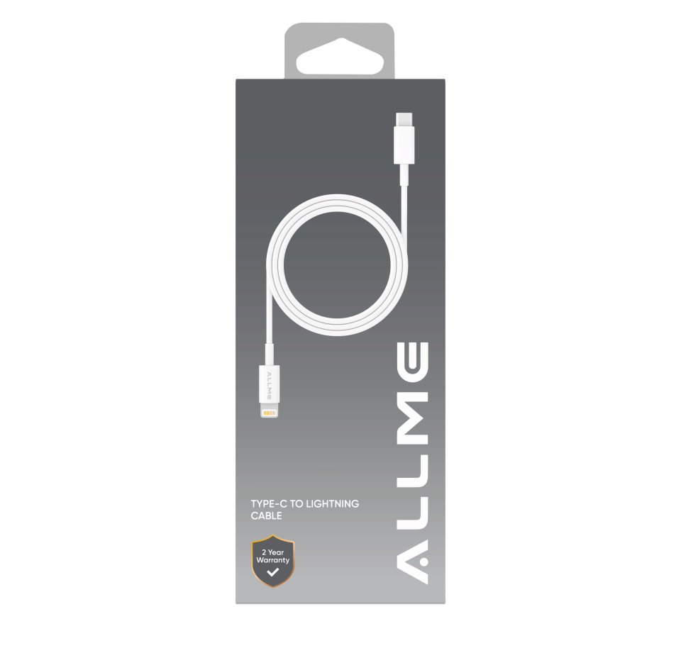 Allme DK3ATLB 3A Type-C to Lightning Data Kablo Beyaz
