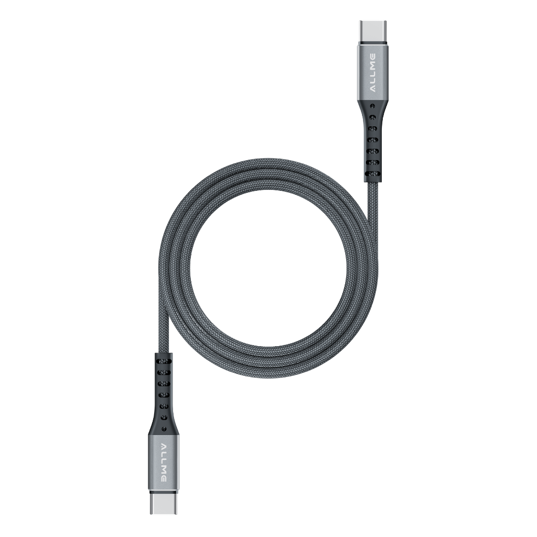 Allme DK3ATTM 60W Type-C to Type-C Metal Örgü Data Kablo Gri