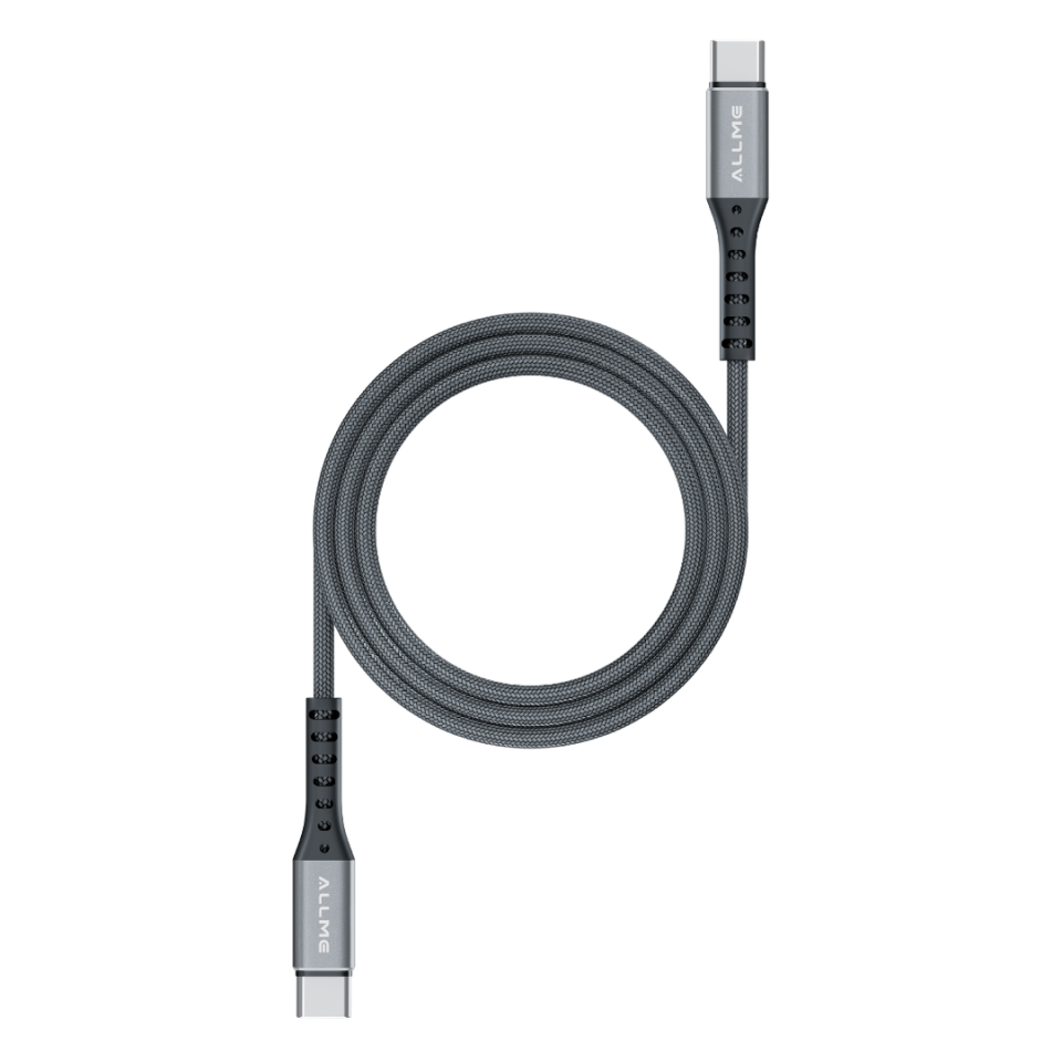 Allme DK3ATTM 60W Type-C to Type-C Metal Örgü Data Kablo Gri