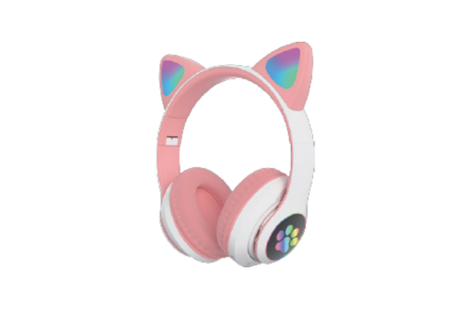 Soundme SM61P Kedi Figürlü Işıklı Bluetooth Kulaklık Pembe