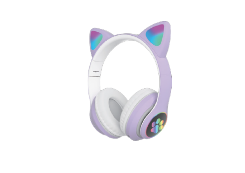 Soundme SM61M Kedi Figürlü Işıklı Bluetooth Kulaklık Mor