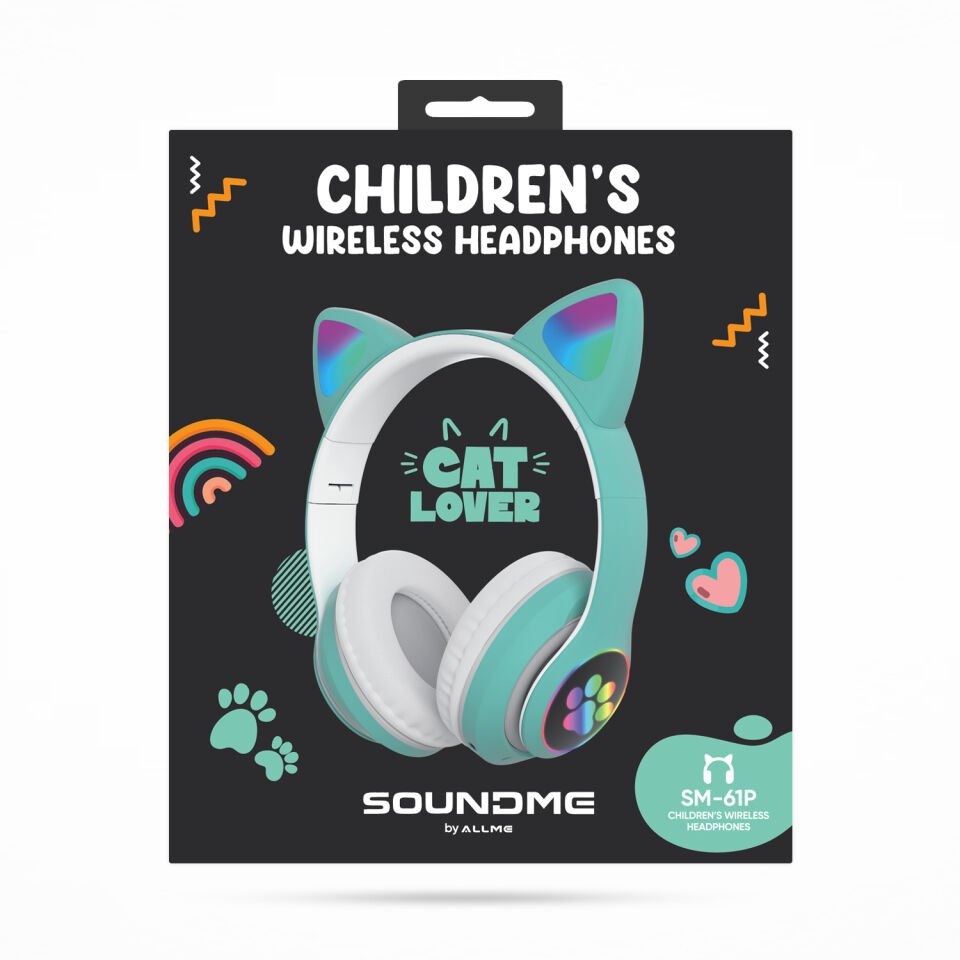 Soundme SM61Y Kedi Figürlü Işıklı Bluetooth Kulaklık Yeşil
