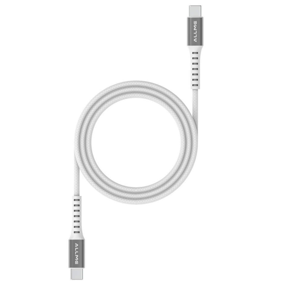 Allme DK3ATTG 3A Type-C to Type-C Örgü Desen Data Kablo Beyaz