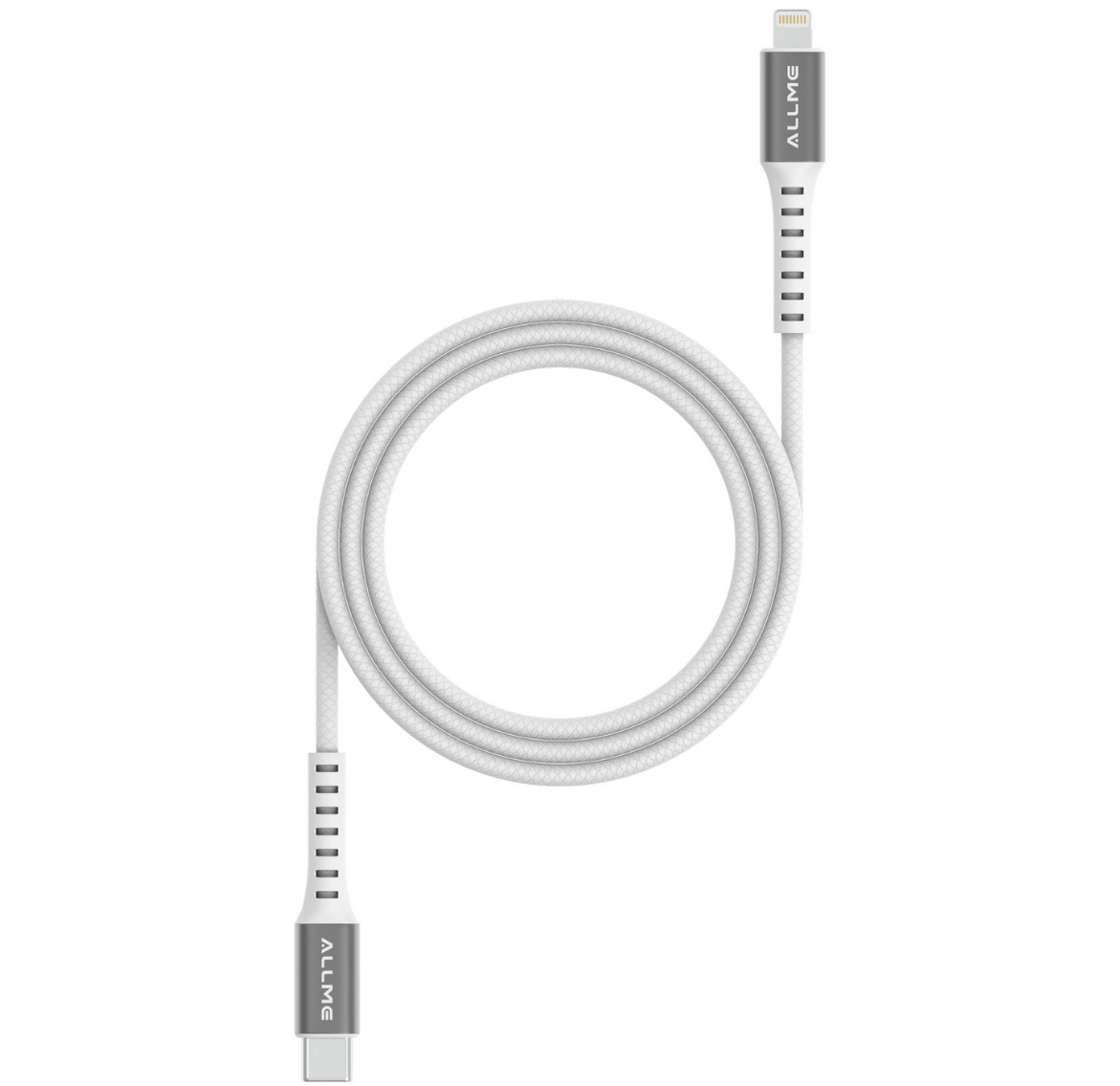 Allme DK3ATLG 3A Type-C to Lightning Örgü Desen Data Kablo Beyaz