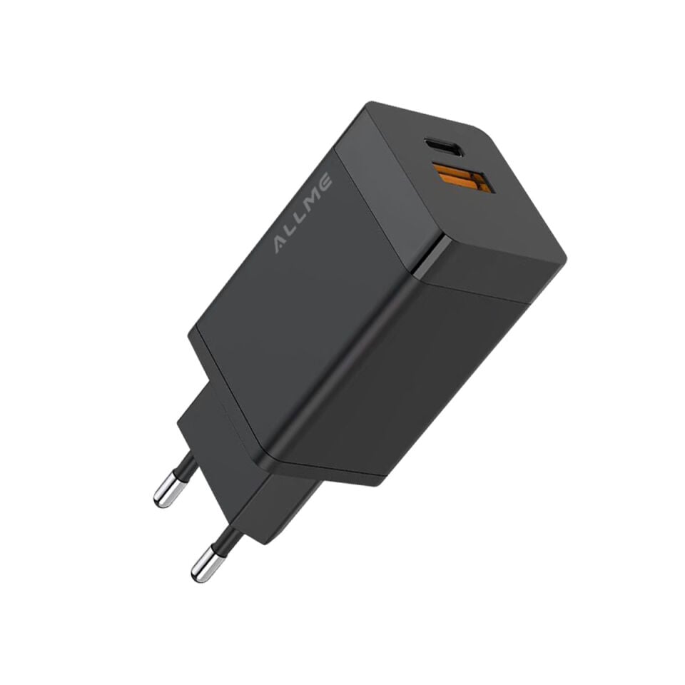 Allme SS45AGTUB USB-A+USB-C&PD +QC 45W GaN Şarj Adaptörü Siyah
