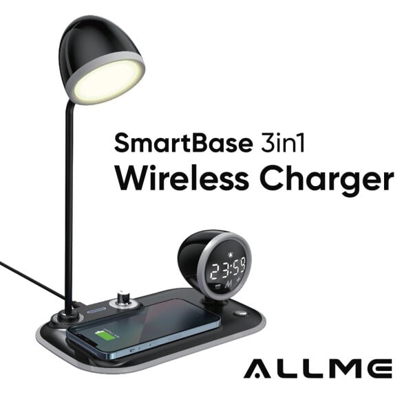 Allme ASB01S SmartBase 3in1 Kablosuz Şarj İstasyonu Siyah